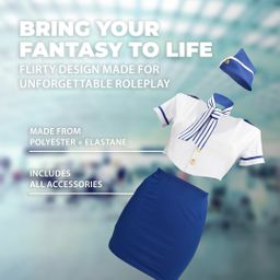 S-line by shots Stewardess Kostuum - S/M - Blauw/Wit (8714273038999)