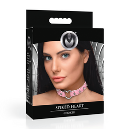 Xr brands Spiked Heart Choker - Roze (848518056344)
