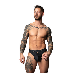 Male power Snap Off Tanga - S/M - Zwart (845830094689)