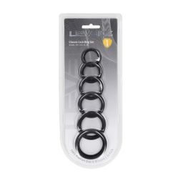 Levelz by shots Classic Silicone Cockring Set van 6 - Zwart (8714273061935)