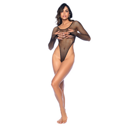 Mapalé Langarm Fishnet Bodysuit - One Size - Zwart (190602203685)