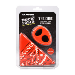 Doc johnson The Code - Siliconen Cockring met Bandana - Oranje (782421098285)