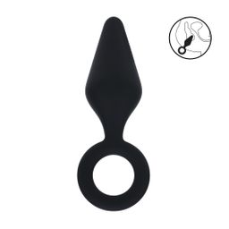 Levelz by shots Siliconen Anale Plug met Lus - M - Zwart (8714273064868)