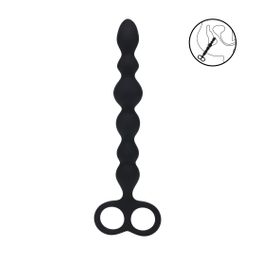Levelz by shots Kralen Siliconen Anale Probe met Dubbele Lus - Zwart (8714273066770)