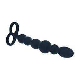 Levelz by shots Kralen Siliconen Anale Probe met Dubbele Lus - Zwart (8714273066770)