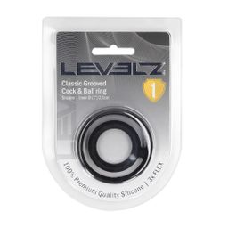 Levelz by shots Classic Grooved Silicone Penis- en Ballenring - Zwart (8714273063502)