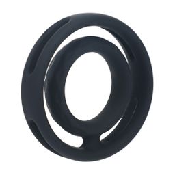 Levelz by shots Classic Grooved Silicone Penis- en Ballenring - Zwart (8714273063502)