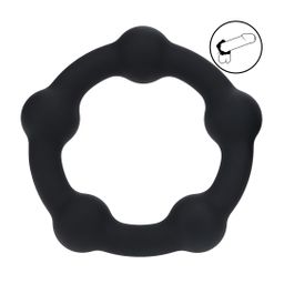 Levelz by shots Kralen Siliconen Cockring - L - 45mm - Zwart (8714273062567)