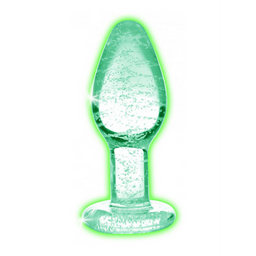 Xr brands Glow-In-The-Dark - Glazen Buttplug - Klein (848518039552)