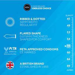 EXS 3 in 1 - Ribbed, Dotted en Flared - Condooms - 12 Stuks (5027701000233)