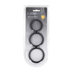 Levelz by shots Wide O Silicone Cockring Set van 3 - L/XL/XXL - Zwart (8714273062123)