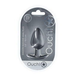 Ouch! by shots Zachte Siliconen Anale Plug - Groot - 3,5 / 8,9 cm - Gunmetal (8714273056894)