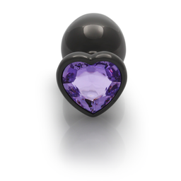 Ouch! by shots Heart Gem Butt Plug - Large - Gunmetal/Amethyst Paars (8714273493484)