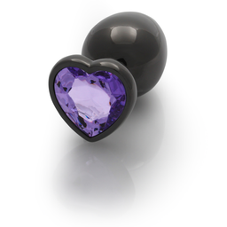 Ouch! by shots Heart Gem Butt Plug - Large - Gunmetal/Amethyst Paars (8714273493484)