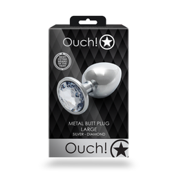 Ouch! by shots Ronde Edelsteen Butt Plug - Groot - Zilver/Diamant (8714273533647)