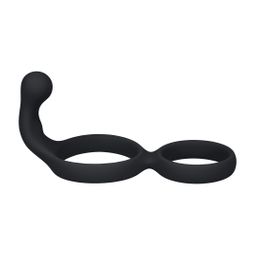 Levelz by shots Siliconen Dubbele Cockring met Anale Stimulator - Zwart (8714273064424)