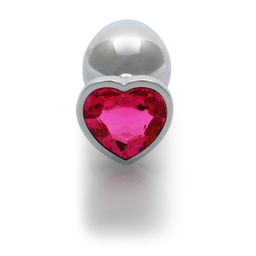 Ouch! by shots Hartje Gem Buttplug - Groot - Zilver/Rubellite Roze (8714273533678)
