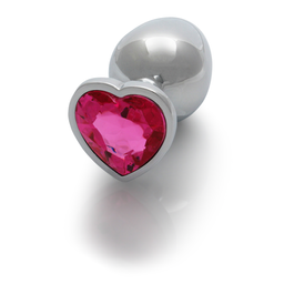 Ouch! by shots Hartje Gem Buttplug - Groot - Zilver/Rubellite Roze (8714273533678)