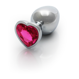 Ouch! by shots Hartje Gem Buttplug - Groot - Zilver/Rubellite Roze (8714273533678)