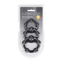 Levelz by shots Kralen Silikon Cockring Set van 3 - S/M/L - Zwart (8714273062611)