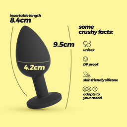 Crushious Camileo - Anale Plug met Vier Verwisselbare Edelstenen - Groot - Zwart (7403254158580)
