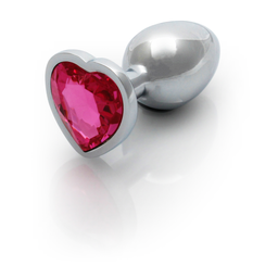 Ouch! by shots Hartje Gem Buttplug - Klein - Zilver/Rubelliet Roze (8714273533654)