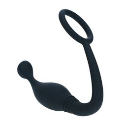 Levelz by shots Siliconen Cockring met Prostaatstimulator - S - Zwart (8714273064448)