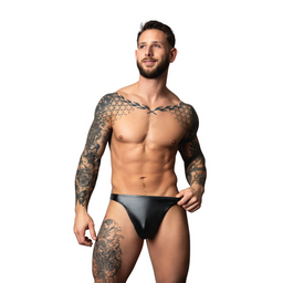 Male power Wetlook Bong Thong - S/M - Zwart (845830095129)
