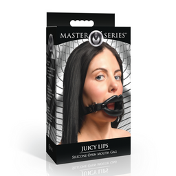 Xr brands Juicy Lips - Siliconen Open Mond Gag - Zwart (848518056573)