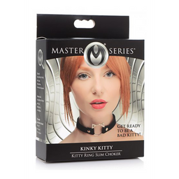 Xr brands Kinky Kitty Ring Slim Choker - PU Leer - Zwart (848518043597)