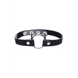 Xr brands Kinky Kitty Ring Slim Choker - PU Leer - Zwart (848518043597)