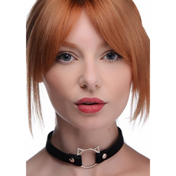 Xr brands Kinky Kitty Ring Slim Choker - PU Leer - Zwart (848518043597)