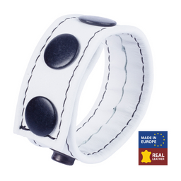 Red leather Cocky - Verstelbare Leren Cockring - Wit (3662811297160)