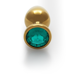 Ouch! by shots Ronde Gem Buttplug - Groot - Goud/Emerald Groen (8714273492852)