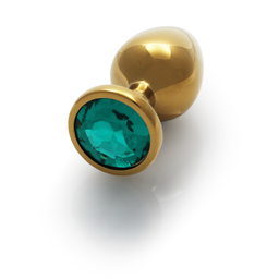 Ouch! by shots Ronde Gem Buttplug - Groot - Goud/Emerald Groen (8714273492852)
