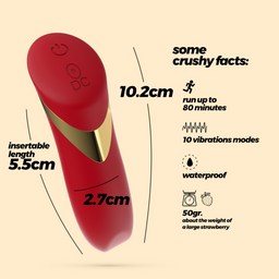 Crushious Blinders - Oplaadbare Vibrerende Bullet - Rood (7403254160781)