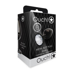 Ouch! by shots Ronde Gem Butt Plug - Klein - Gunmetal/Diamant (8714273493132)