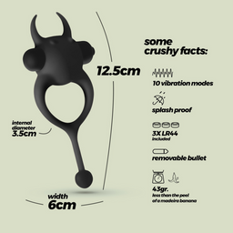 Crushious Daemon - Vibrerende Cockring - Zwart (7403254159686)