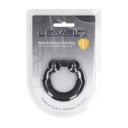 Levelz by shots Metaal en Siliconen Cockring - Zwart (8714273064011)