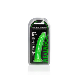 Realrock by shots Slanke Realistische Dildo met Zuignap - Glow in the Dark - 6'' / 15,5 cm (8714273493590)