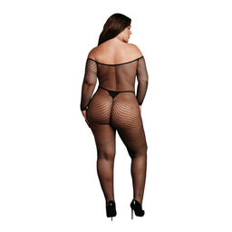 Le désir by shots Bodystocking OffShoulder Neck - Fishnet / Open - OSX - Zwart (8714273049858)