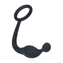 Levelz by shots Siliconen Cockring met Prostaatstimulator - M - Zwart (8714273064462)