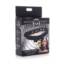 Xr brands Gouden Kitty - Kat Belhalsband - Zwart/Goud (848518037572)