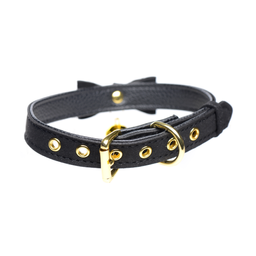 Xr brands Gouden Kitty - Kat Belhalsband - Zwart/Goud (848518037572)