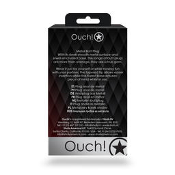 Ouch! by shots Ronde Edelsteen Butt Plug - Medium - Zilver/Ruby Rood (8714273533609)