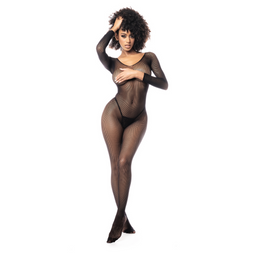 Mapalé Langarmige Visnet Bodystocking - Één maat - Zwart (190602585552)