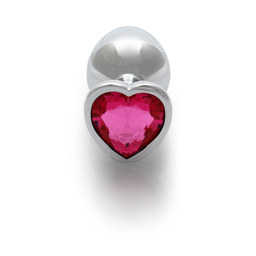 Ouch! by shots Heart Gem Butt Plug - Medium - Zilver/Rubellite Roze (8714273533661)