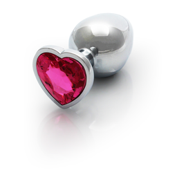 Ouch! by shots Heart Gem Butt Plug - Medium - Zilver/Rubellite Roze (8714273533661)