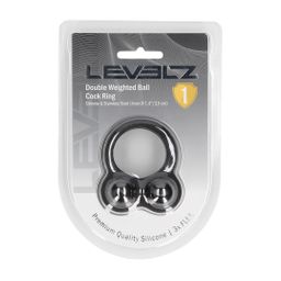 Levelz by shots Vloeibare Siliconen Dubbel Gewogen Bal Cockring - Zwart (8714273063892)