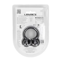 Levelz by shots Vloeibare Siliconen Dubbel Gewogen Bal Cockring - Zwart (8714273063892)